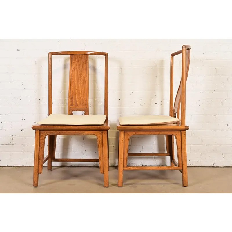 Michael Taylor for Baker Furniture Far East Collection Carved Walnut Dining Chairs, Set of Six - Image 9