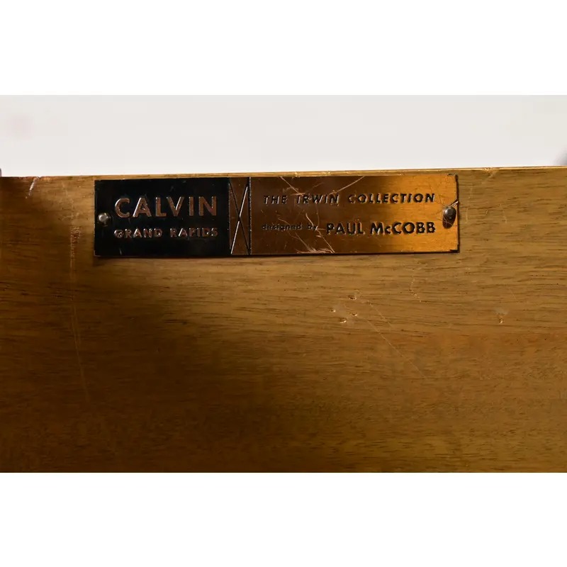 Paul McCobb Irwin Collection Mahogany and Brass Sideboard, Credenza, or Bar Cabinet, Newly Refinished - Image 9