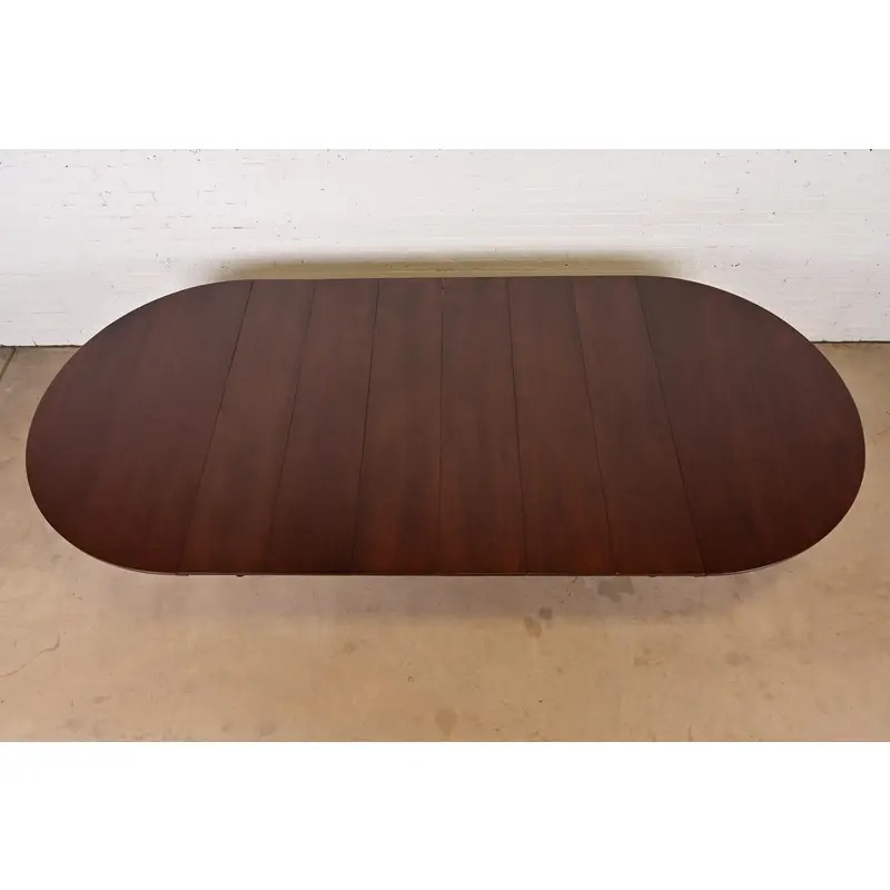 R. J. Horner Style Antique American Empire Monumental Carved Mahogany Pedestal Extension Dining Table, Newly Refinished - Image 9