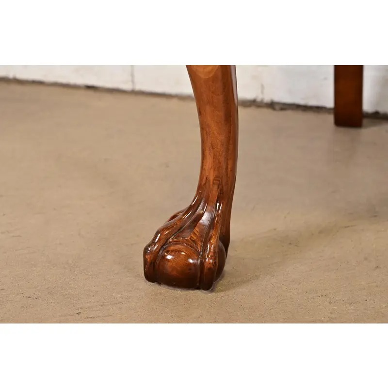 Romweber Chippendale Carved Walnut and Burl Wood Side Chairs or Dining Chairs, Pair - Image 9