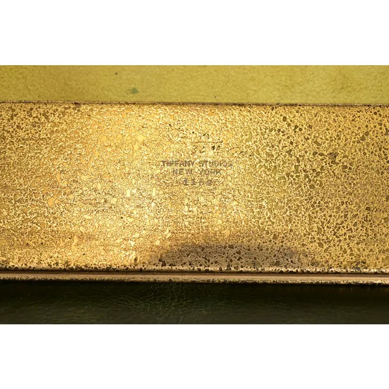 Tiffany Studios New York Bronze and Abalone Blotter Ends With Leather Desk Blotter - Image 9