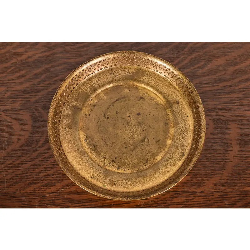Tiffany Studios New York Bronze Doré Shallow Bowl or Tray With Decorative Border