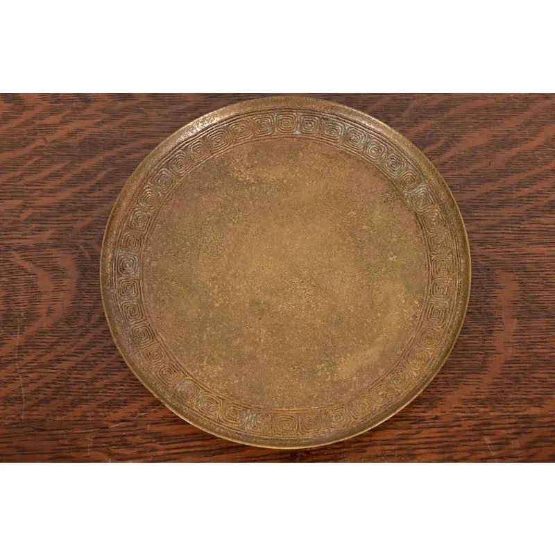 Tiffany Studios New York Bronze Plate With Greek Key Design