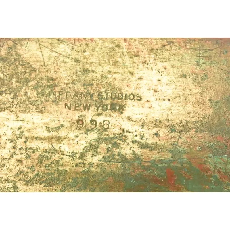 Tiffany Studios New York Grapevine Bronze Blotter Ends With Leather Desk Blotter - Image 9