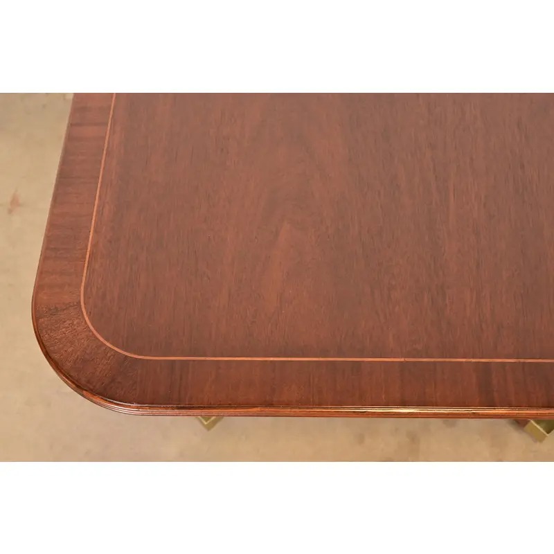 Baker Furniture Historic Charleston Georgian Banded Mahogany Double Pedestal Extension Dining Table, Newly Refinished - Image 10