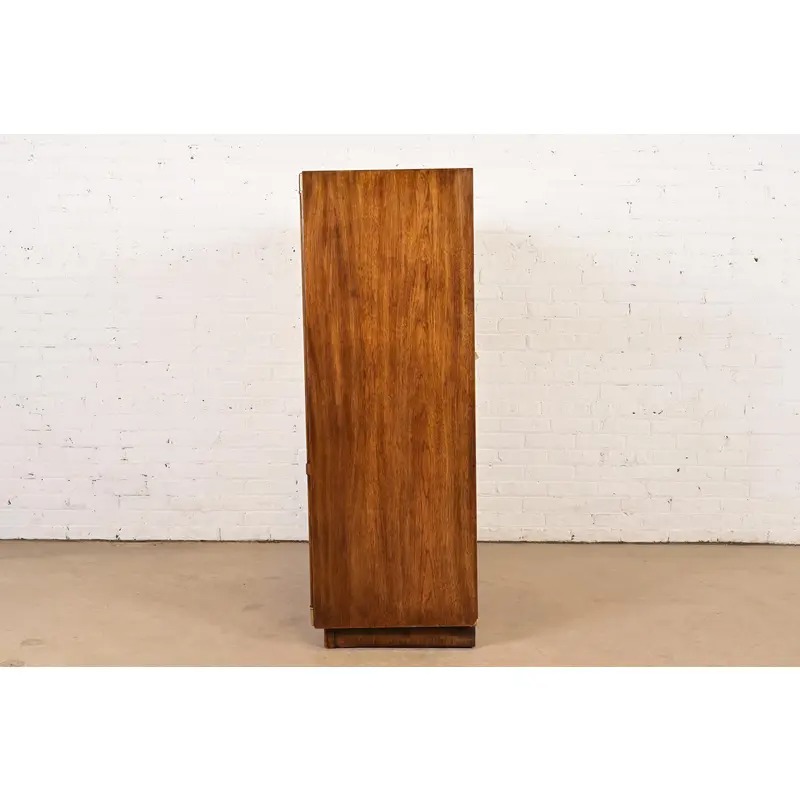 Drexel Heritage Hollywood Regency Campaign Walnut Gentleman's Chest or Armoire Dresser - Image 10