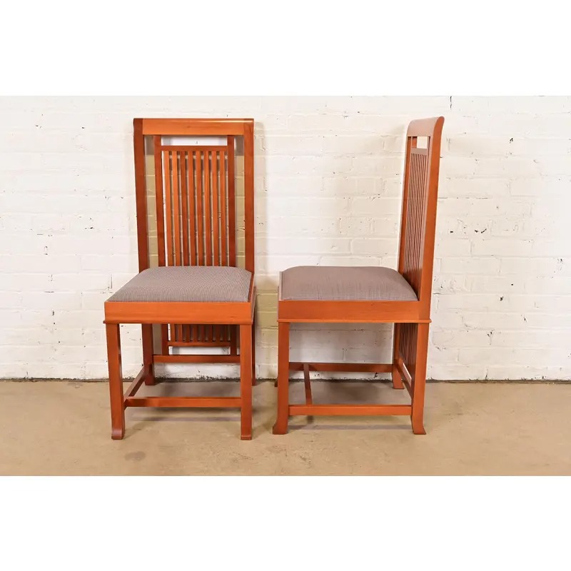 Frank Lloyd Wright for Cassina Arts & Crafts Cherry Wood Dining Chairs, Set of Four - Image 10