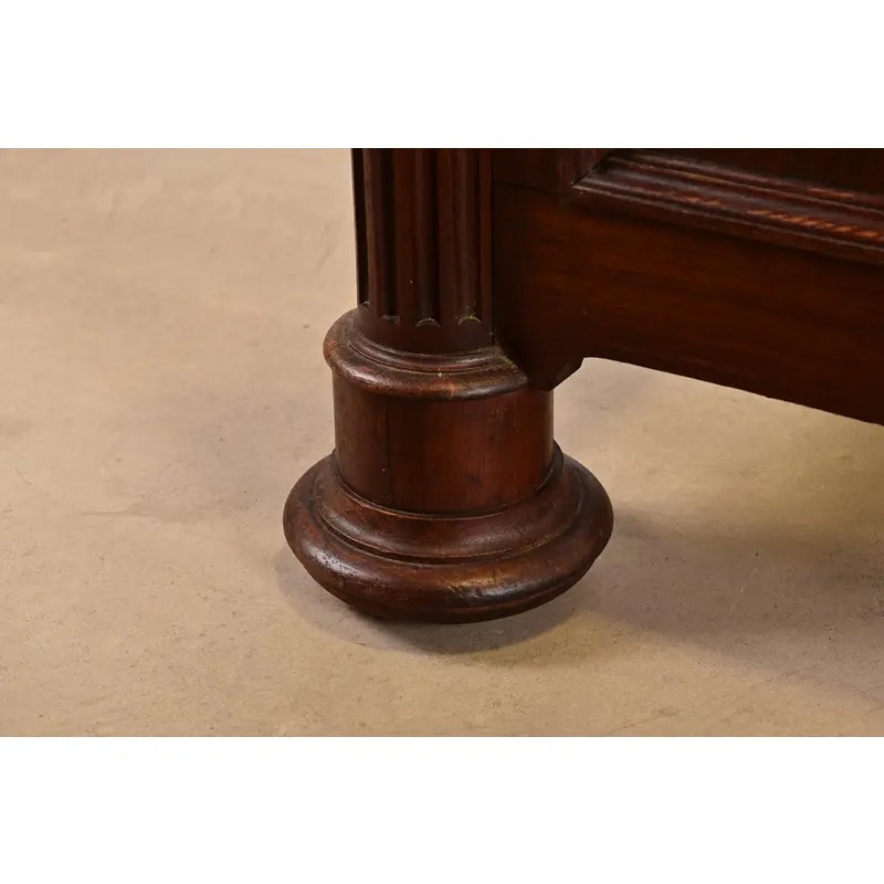 Herter Brothers Style Antique Victorian Carved Walnut and Burl Wood Full Size Bed, Circa 1880s - Image 10