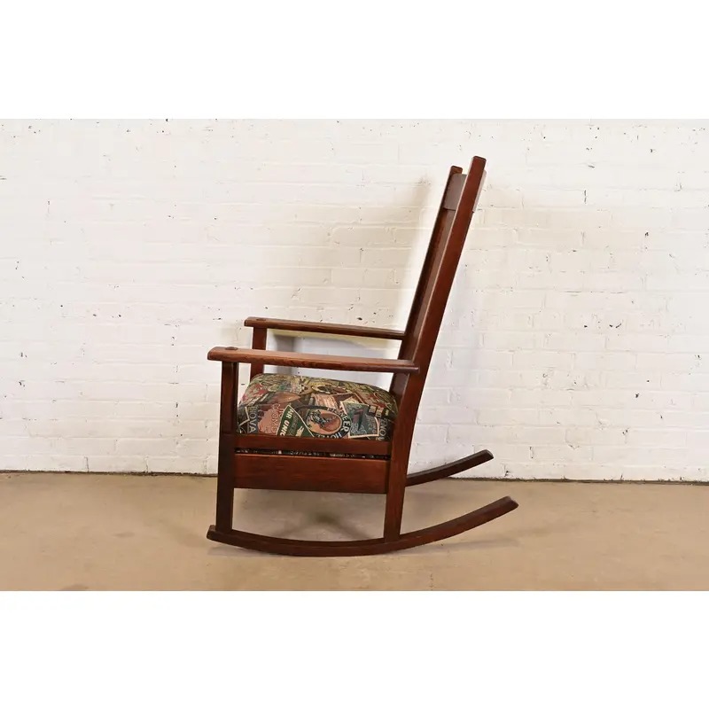J. M. Young & Sons Antique Mission Oak Arts & Crafts Rocking Chair, Circa 1900 - Image 10