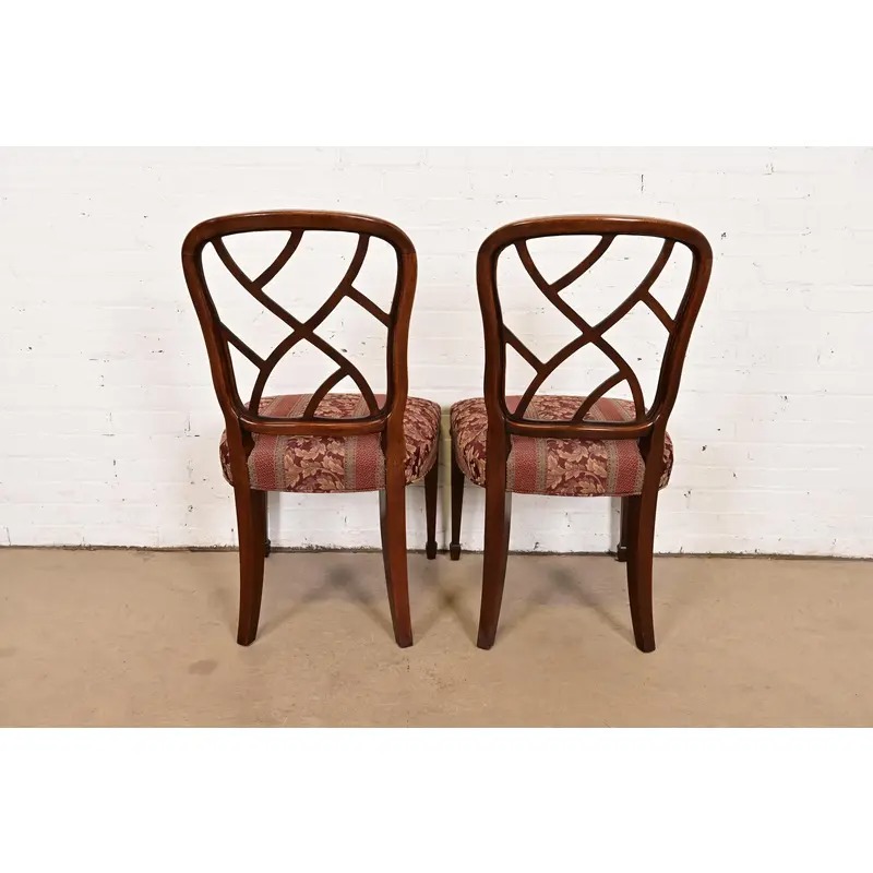 Kindel Furniture Federal Carved Mahogany Side Chairs or Dining Chairs, Pair - Image 10