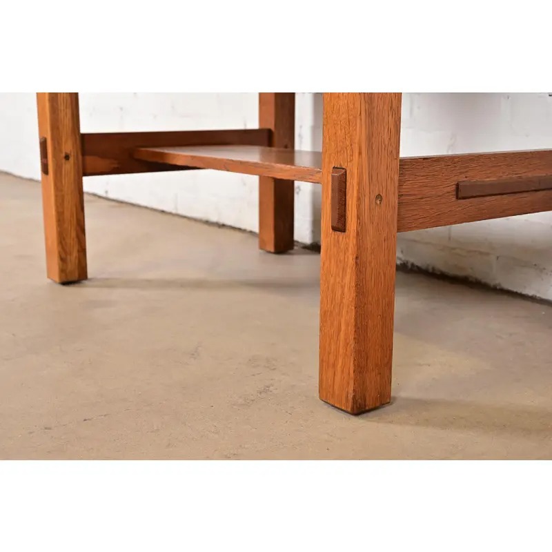 Lifetime Furniture Antique Mission Oak Arts & Crafts Desk or Library Table, Circa 1910 - Image 10