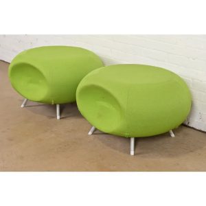 Modern Pebble Scalloped Stools or Ottomans by Allermuir, Pair