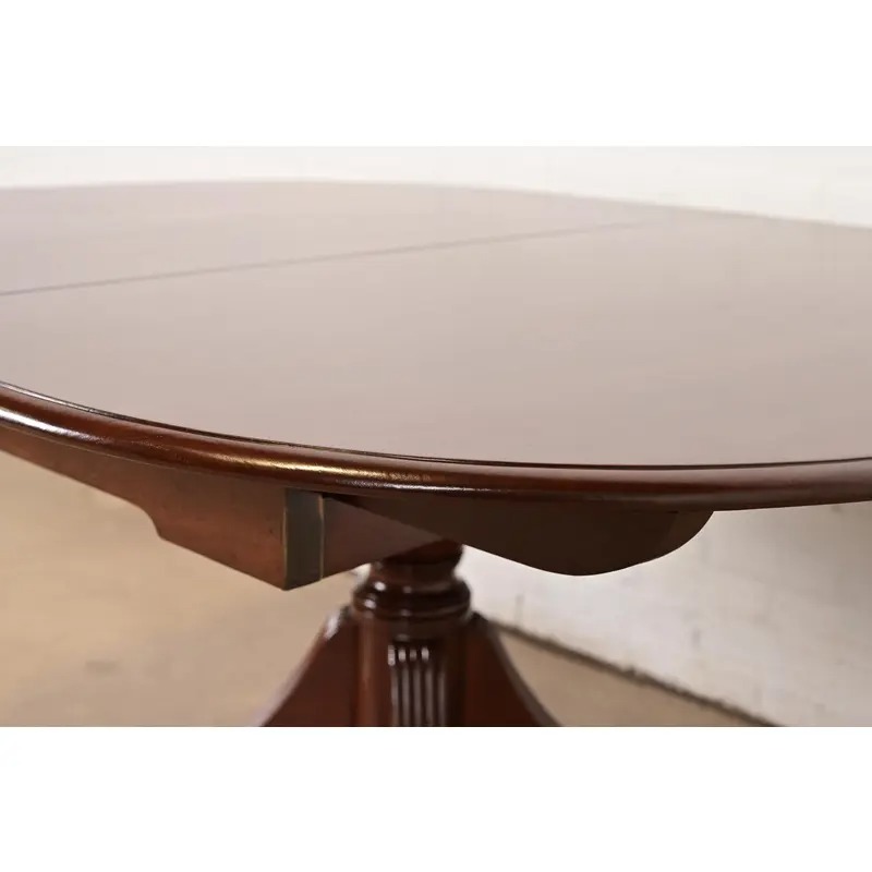 Reeder of London Antique English Regency Carved Mahogany Pedestal Extension Dining Table, Newly Restored - Image 10