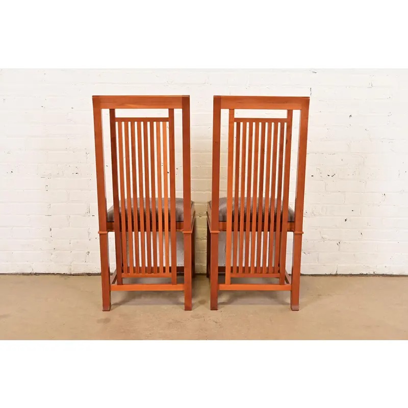 Frank Lloyd Wright for Cassina Arts & Crafts Cherry Wood Dining Chairs, Set of Four - Image 11