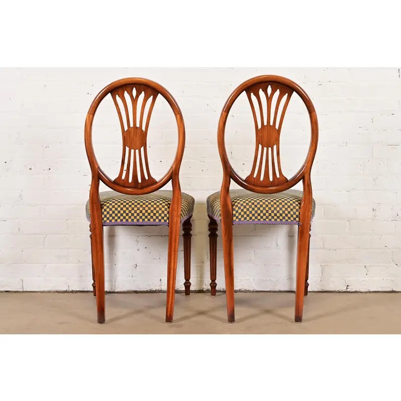 Hepplewhite Carved Mahogany Side Chairs or Dining Chairs by Bevan Funnell, Pair - Image 11