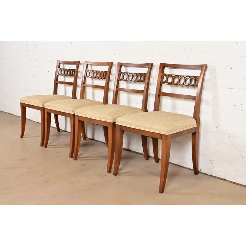 Kindel Furniture Regency Carved Cherry Wood Side Chairs or Dining Chairs, Set of Four