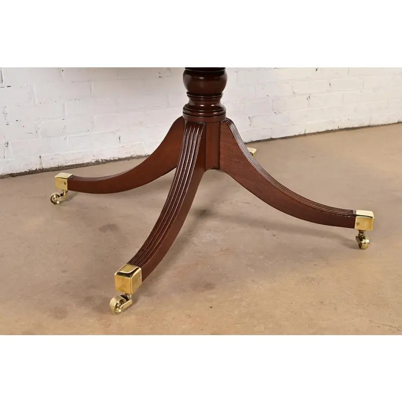 Reeder of London Antique English Regency Carved Mahogany Pedestal Extension Dining Table, Newly Restored - Image 11