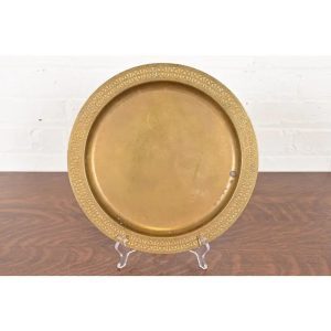 Tiffany Studios New York Bronze Doré Large Charger Plate or Tray With Decorative Border