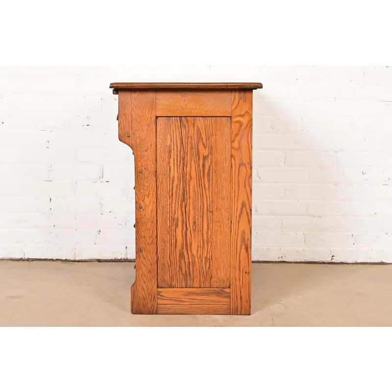 Antique Arts & Crafts Carved Oak Five-Drawer Flat File or Chest of Drawers, Circa 1900 - Image 10