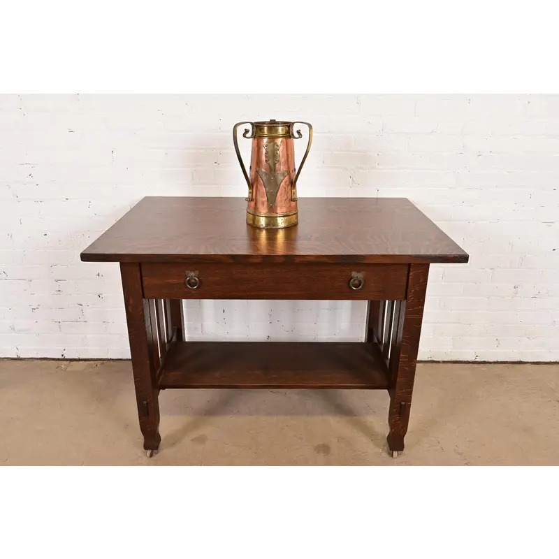 Antique Stickley Brothers Arts & Crafts Three-Handled Large Copper and Brass Vase - Image 12