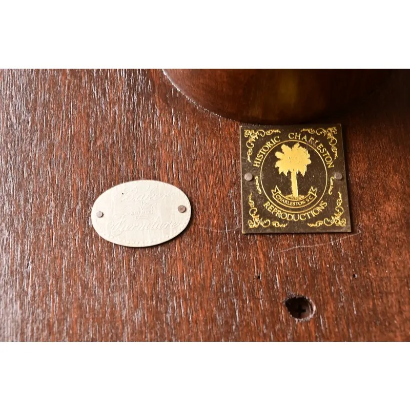 Baker Furniture Historic Charleston Georgian Banded Mahogany Double Pedestal Extension Dining Table, Newly Refinished - Image 12