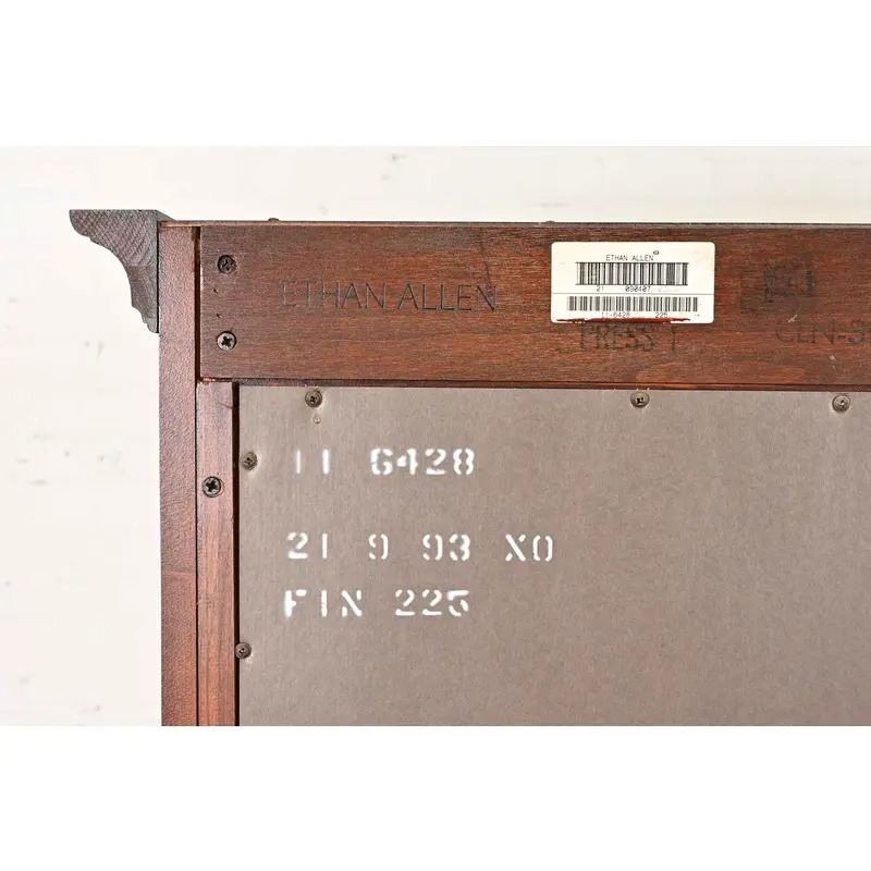Ethan Allen Georgian Solid Cherry Wood Breakfront Bookcase Cabinet - Image 12