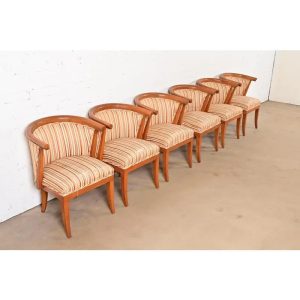 Harold Schwartz for Romweber Mid-Century Modern Sculpted Oak Dining Armchairs, Set of Six