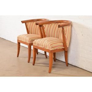 Harold Schwartz for Romweber Mid-Century Modern Sculpted Oak Tub Chairs, Pair