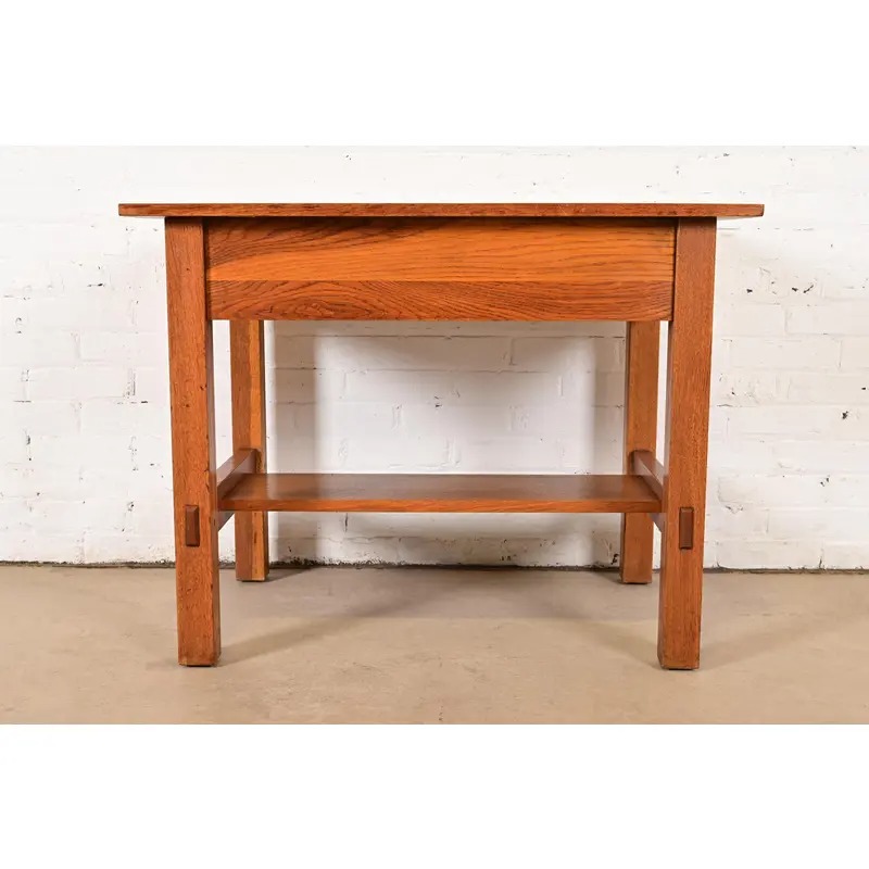 Lifetime Furniture Antique Mission Oak Arts & Crafts Desk or Library Table, Circa 1910 - Image 12