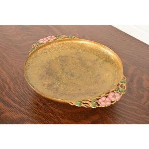 Louis Comfort Tiffany Furnaces Favrile Bronze Doré and Enamel Footed Centerpiece Bowl or Tazza