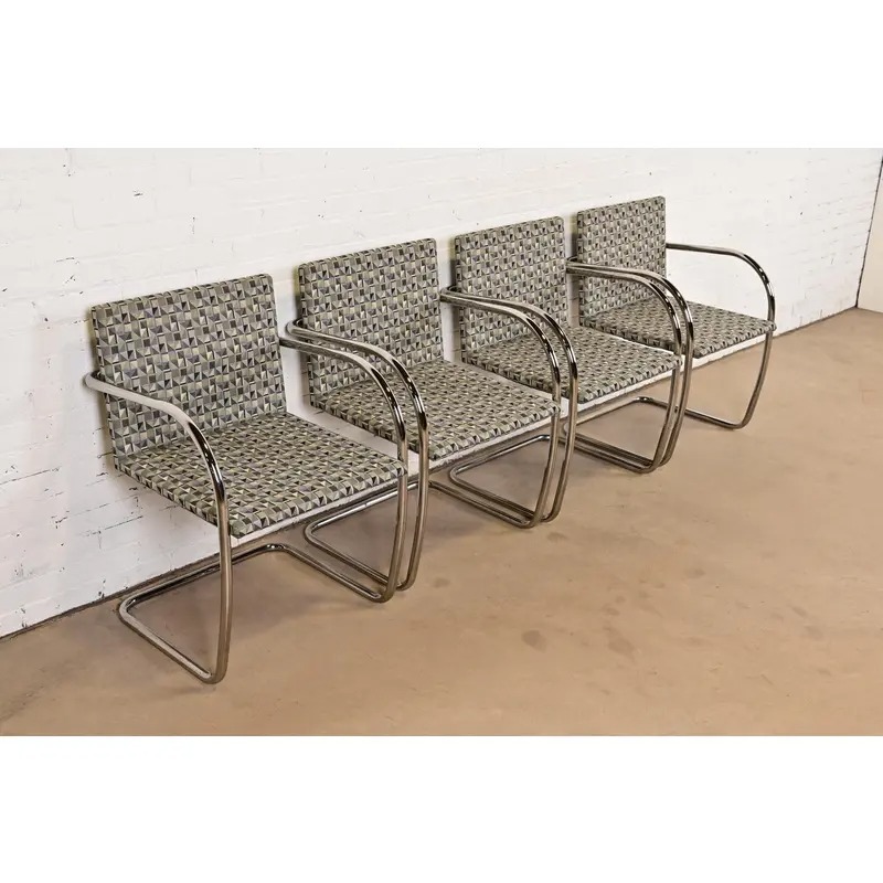 Mies Van Der Rohe for Knoll Chrome Brno Chairs, Pair - Image 12