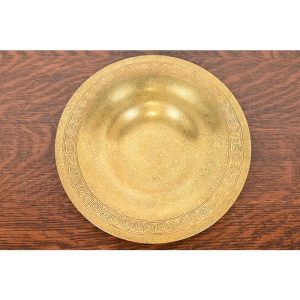 Tiffany Studios New York Bronze Doré Plate or Shallow Bowl With Greek Key Design