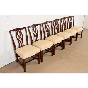 Kindel Furniture Georgian Carved Mahogany Dining Chairs, Set of Six