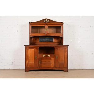Léon Jallot French Art Nouveau Oak and Ash Sideboard or Bar Cabinet, Circa 1905