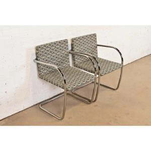 Mies Van Der Rohe for Knoll Chrome Brno Chairs, Pair