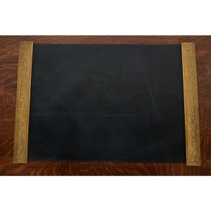 Tiffany Studios New York "Adam" Bronze Doré Blotter Ends With Leather Desk Blotter