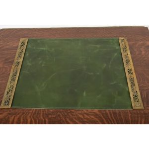Tiffany Studios New York Grapevine Bronze Blotter Ends With Leather Desk Blotter