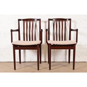 Danish Modern Sculpted Solid Rosewood Armchairs by Vamdrup Stolefabrik, Pair