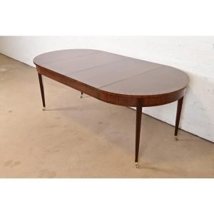 Henredon Federal Banded Mahogany Extension Dining Table, Newly Refinished