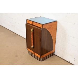 Leo Jiranek for Grand Rapids Furniture Art Deco Walnut and Burl Wood Nightstand, 1930s