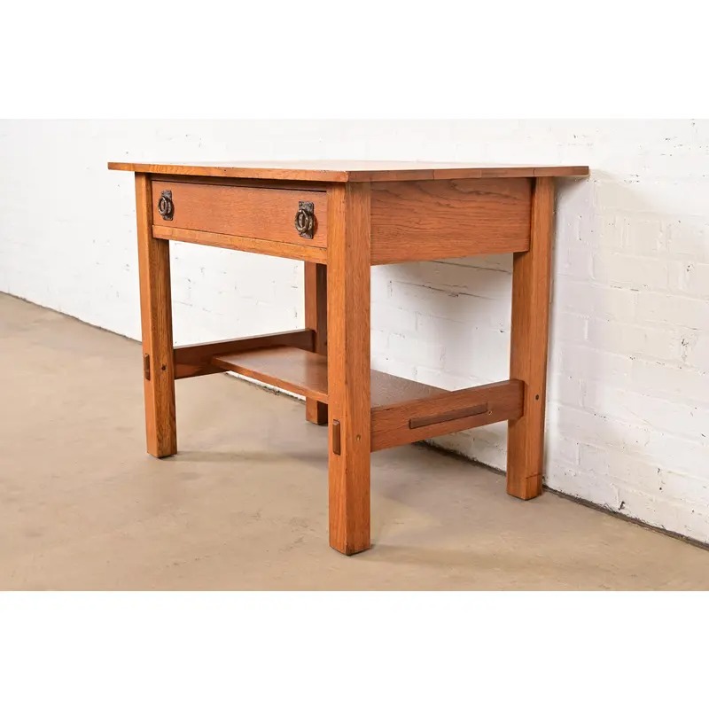 Lifetime Furniture Antique Mission Oak Arts & Crafts Desk or Library Table, Circa 1910