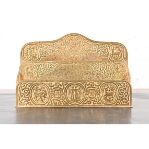Tiffany Studios New York Zodiac Pattern Bronze Doré Letter Rack