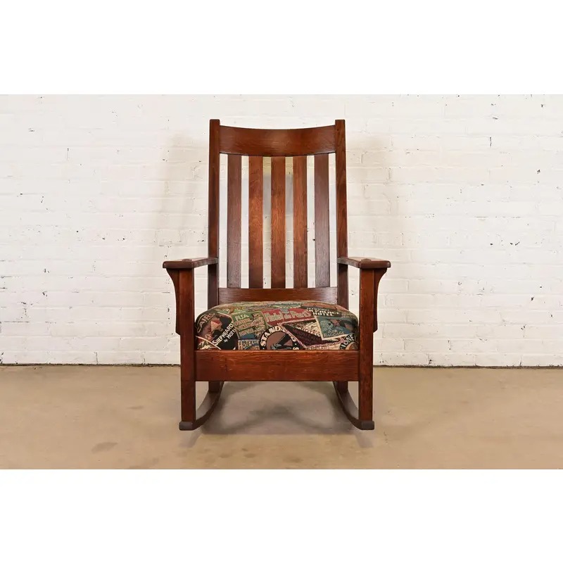 J. M. Young & Sons Antique Mission Oak Arts & Crafts Rocking Chair, Circa 1900 - Image 2