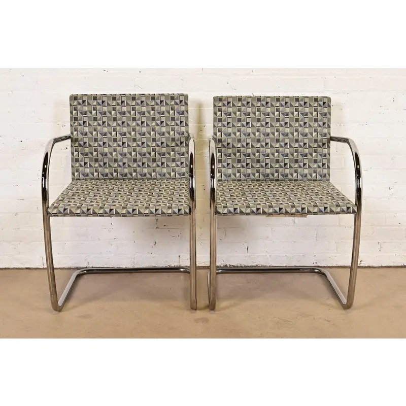 Mies Van Der Rohe for Knoll Chrome Brno Chairs, Pair - Image 2