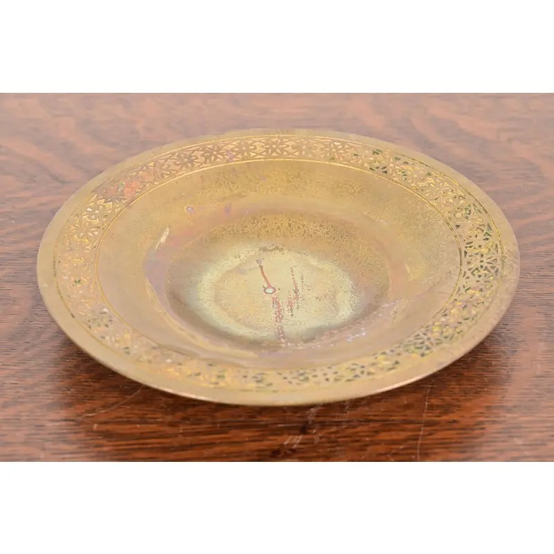 Tiffany Studios New York Bronze Doré Shallow Bowl or Plate With Decorative Border - Image 2