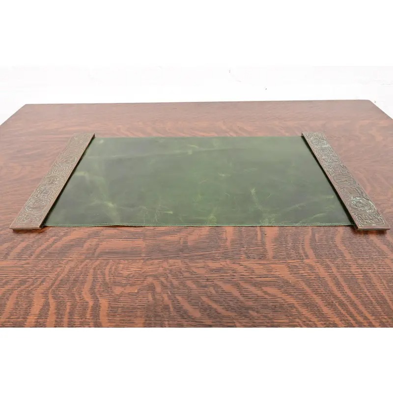 Tiffany Studios New York Zodiac Bronze Blotter Ends With Leather Desk Blotter - Image 2
