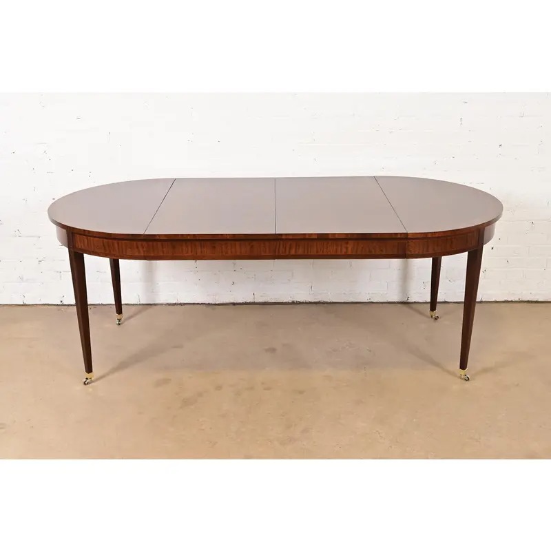 Henredon Federal Banded Mahogany Extension Dining Table, Newly Refinished - Image 3