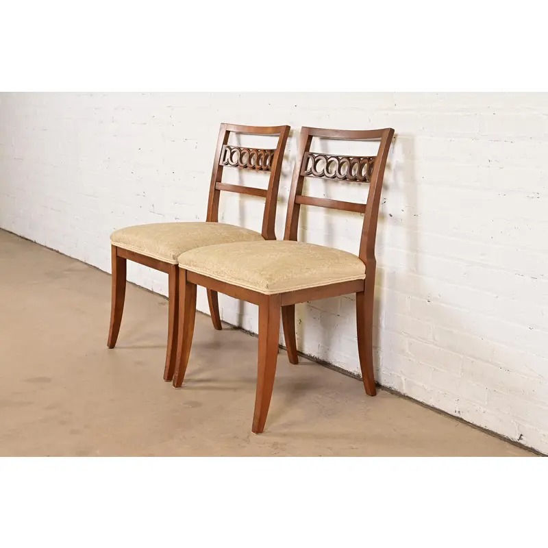 Kindel Furniture Regency Carved Cherry Wood Side Chairs or Dining Chairs, Pair - Image 3