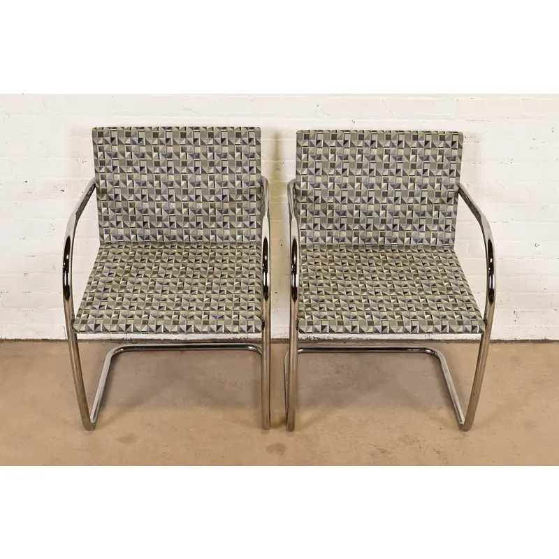 Mies Van Der Rohe for Knoll Chrome Brno Chairs, Pair - Image 3