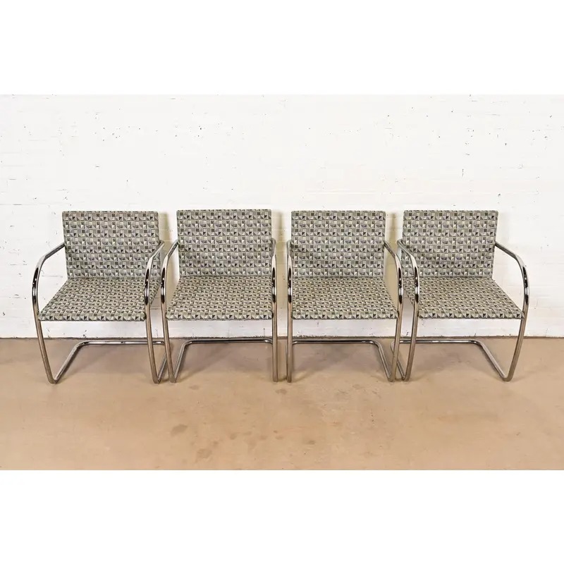 Mies Van Der Rohe for Knoll Chrome Brno Chairs, Set of Four - Image 3